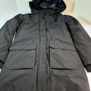 AIKKIA Women Black Slim-Fit Fall Coat-Trendy Hooded Puffer Coat Sz: S(4) Black